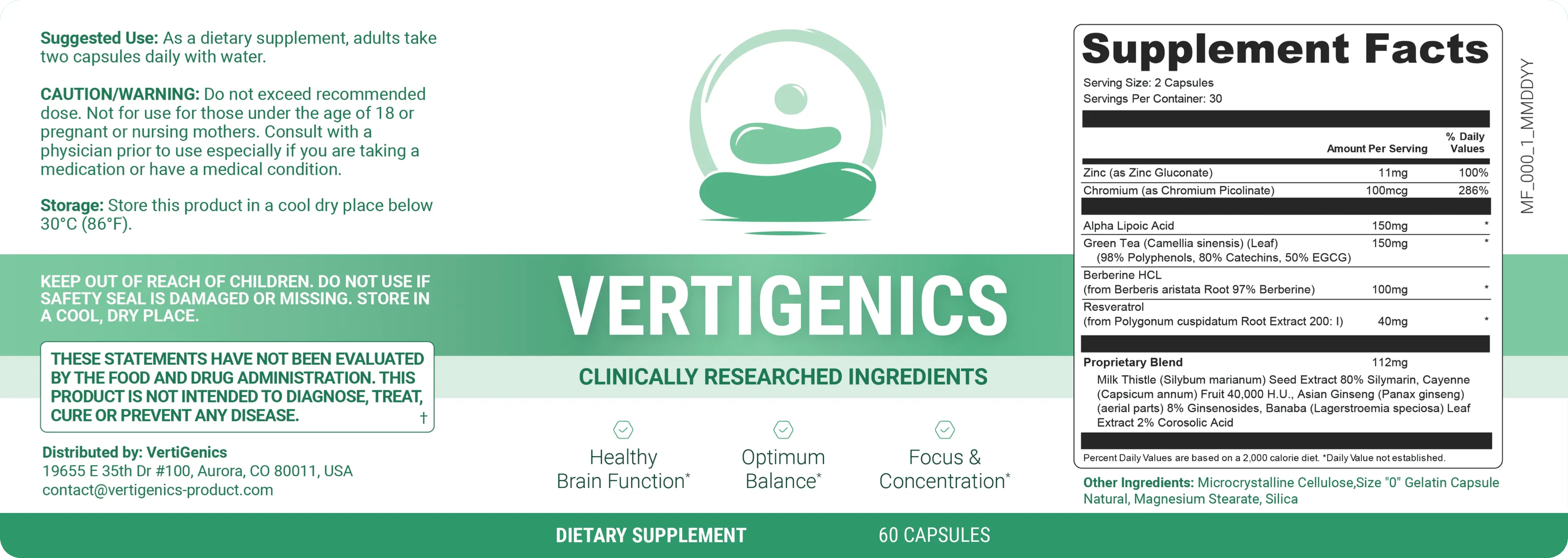 Vertigenics - Ingredients